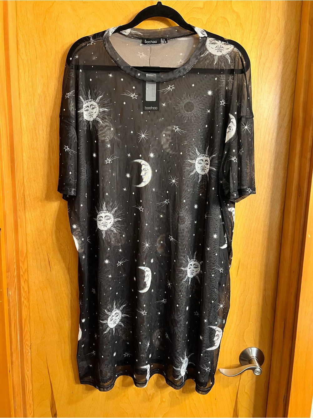 🌙 Boohoo Moon & Stars Mesh T-Shirt Dress NWT - 16